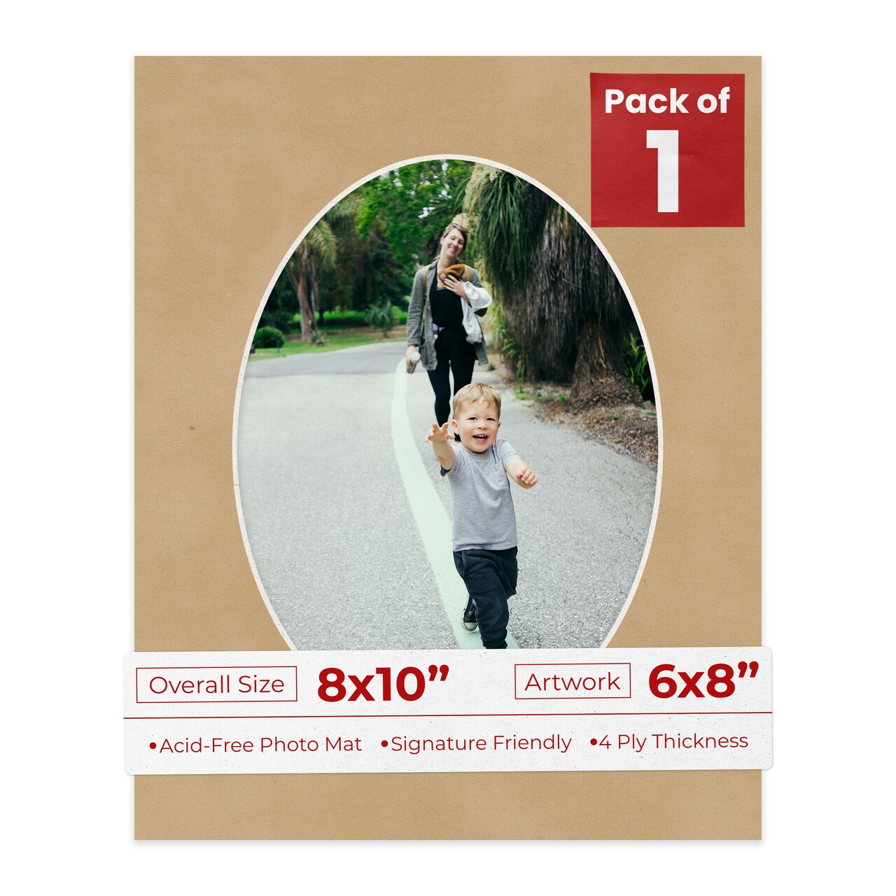 Beige Suede Mat Board for 8x10 Frames - Oval Opening for 6x8 Photos